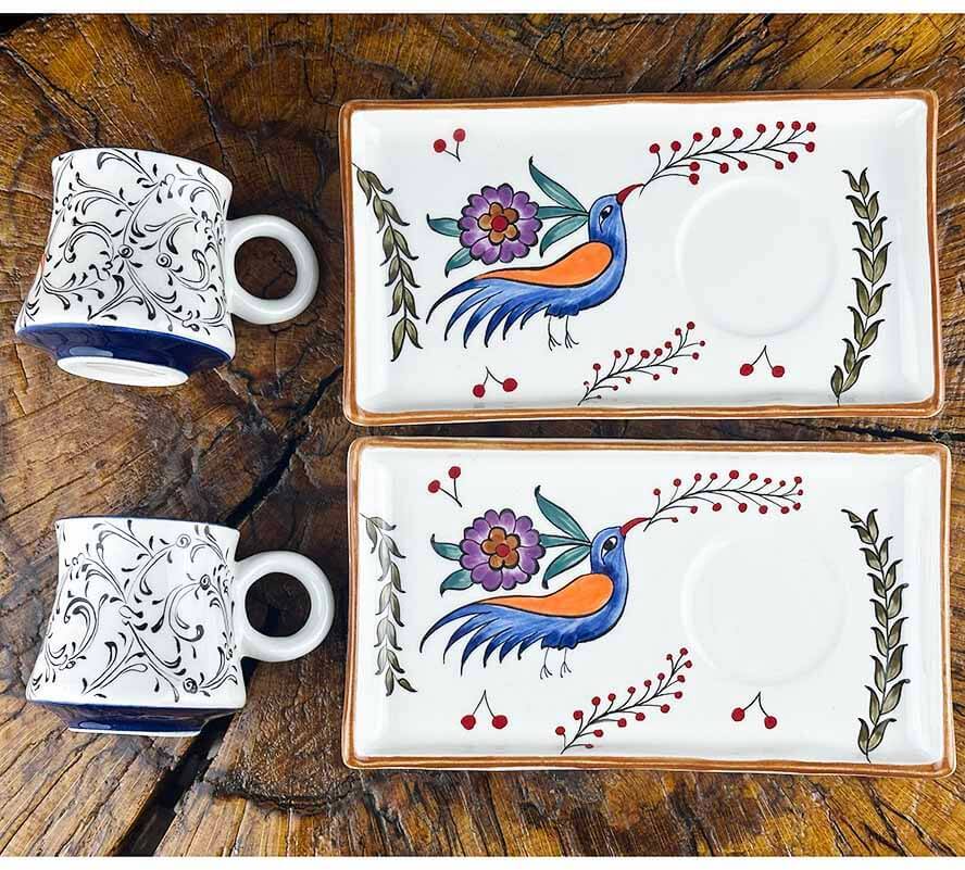 Das İznik Çini Kaffeepräsentationsset mit „Bereket Kuşu“ – Prestigeträchtiges Geschenk für Eltern - 1