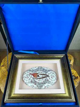 Décoration Murale Motif Tulipe et Haliç – Céramique d’Iznik Encadrée avec Passe-partout - 3