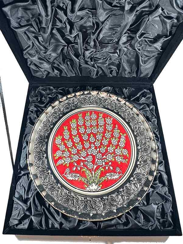 Dekorativer Teller mit Lebensbaum-Motiv – 925er Silberbeschichtung – 25 cm - 3