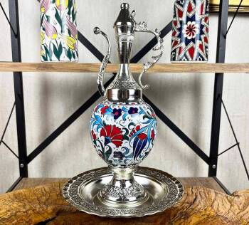 Devlet Erkanına Hediye, 30cm İznik Çini İbrik Seti - Çini Evi