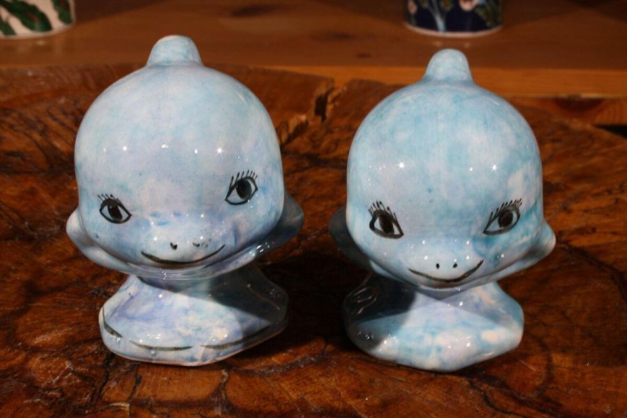 Dolphin Fish Iznik Pottery Figurines - 1