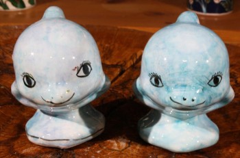 Dolphins Handmade Iznik Ceramic Figurine - Çini Evi