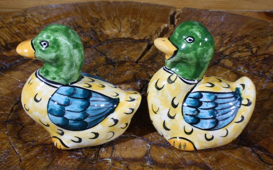 Double Ducks Pottery Figurine - 1