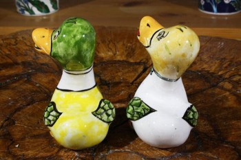 Double Ducks Pottery Figurines - 2