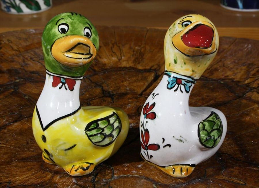 Double Ducks Pottery Figurines - 1