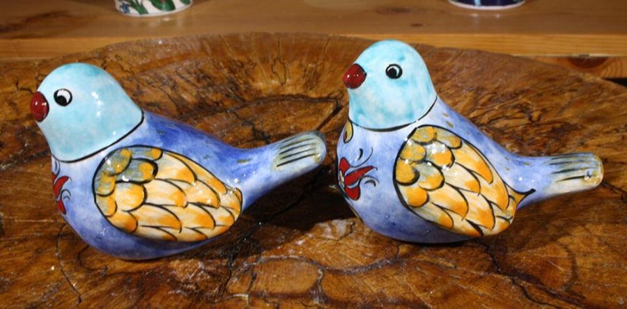 Double Pottery Dove Figurine - 2