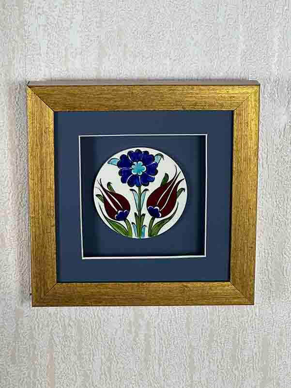 Double Tulip and Spring Pattern Matted Iznik Ceramic Plaque - 5