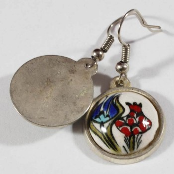 Double Tulip Iznik Ohrringe - Çini Evi (1)