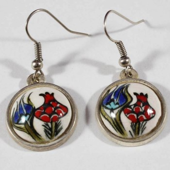 Double Tulip Iznik Ohrringe - Çini Evi