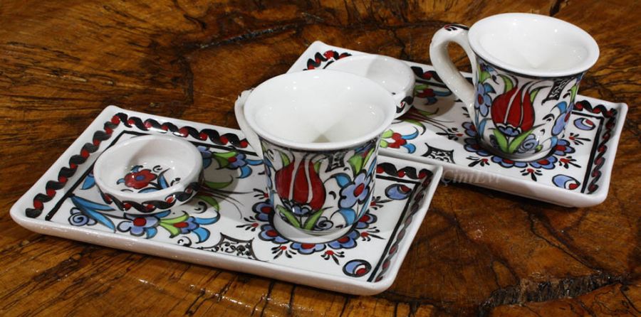 Double tulips for two Turkish coffee set - 2