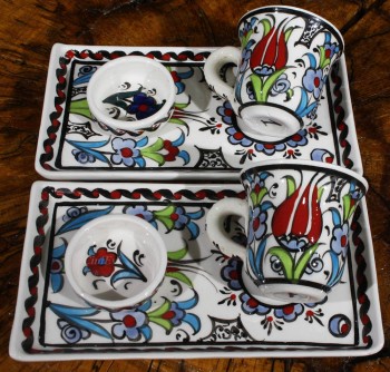 Double tulips for two Turkish coffee set - 1