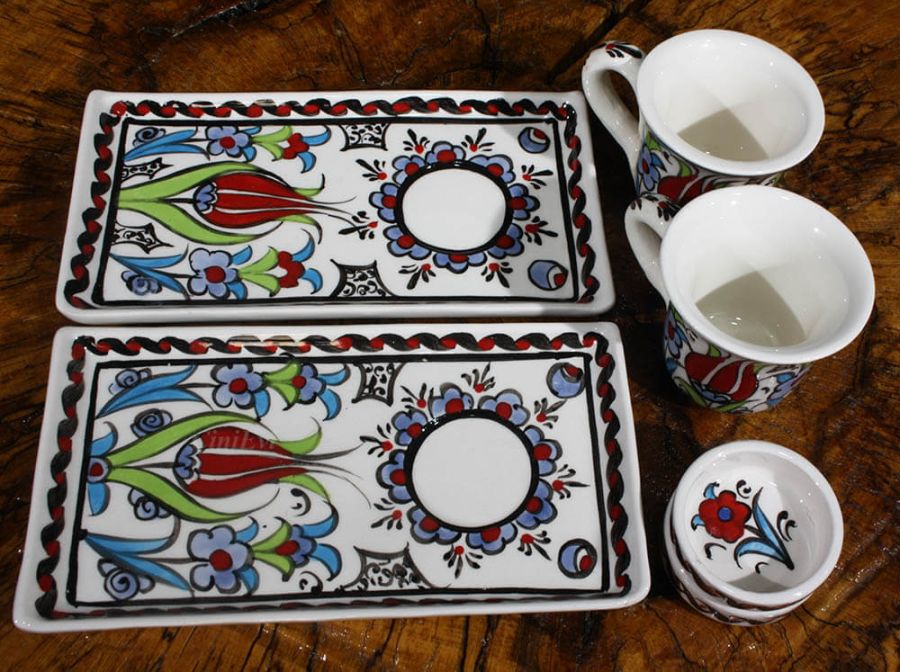 Double tulips for two Turkish coffee set - 3