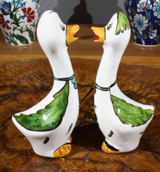 Entenfiguren – handgefertigtes zweiteiliges Keramik-Enten-Biblo - 3