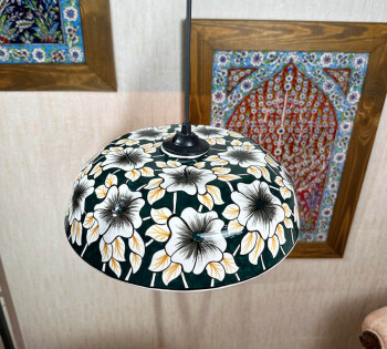 Düğün Hediyesi Gül Motifli Çini Avize - Çini Evi