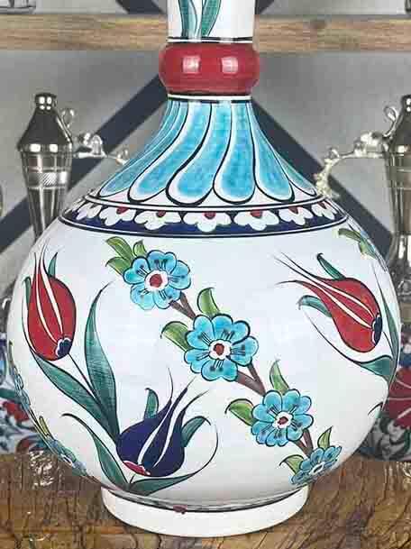 Elegant Tulips Iznik Ceramic Vase - 2