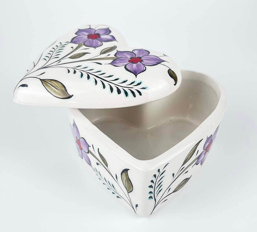 Élégante boîte cadeau cœur en céramique à fleurs violettes - 2