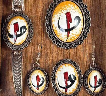 The Secret of Elif and Vav Iznik Tile Jewelry Set - Çini Evi