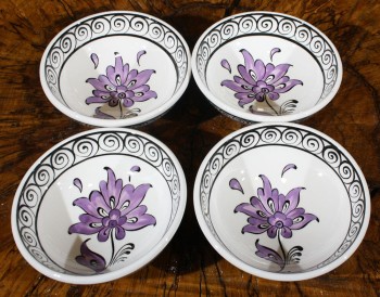 Ensemble de 4 bols Iznik à motif lotus - Çini Evi