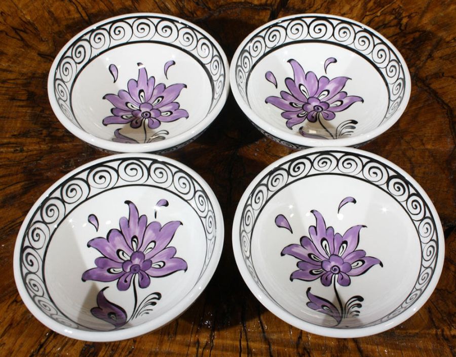 Ensemble de 4 bols Iznik à motif lotus - 1