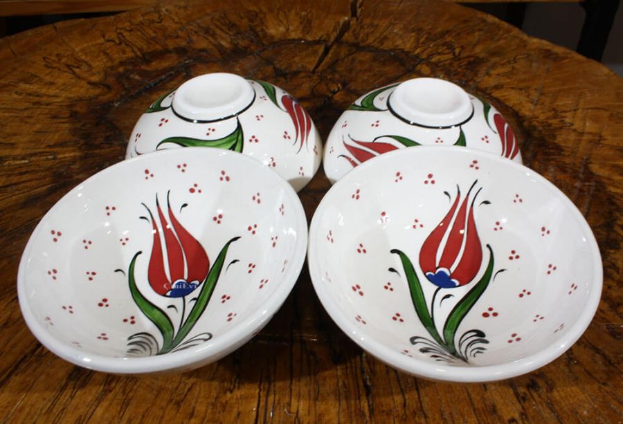 Ensemble de 4 bols Iznik à motif tulipe spécial - 1