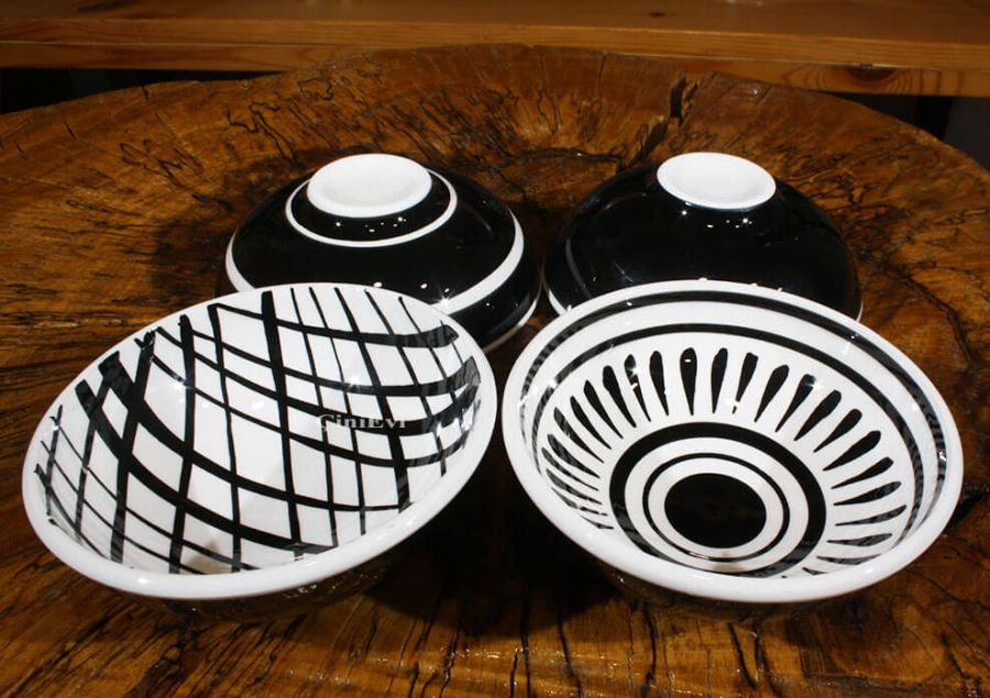 Ensemble de bols Iznik noir et blanc - 1