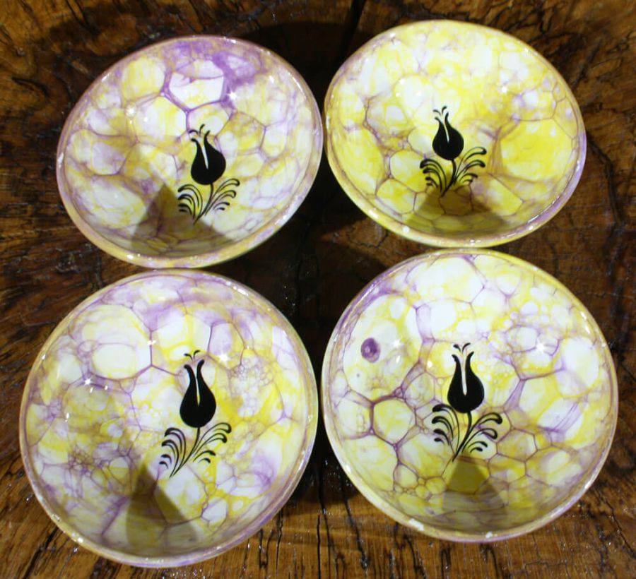 Ensemble de bols Iznik design noir à tulipes - 2