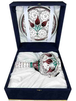 Ensemble Cadeau VIP – Vase et Assiette en Céramique d’Iznik avec Motifs Tulipe & Haliç - 4