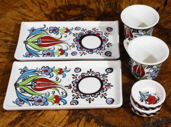 Ensemble de café de poterie de motif d'estuaire - 3