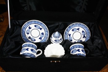Ensemble de café en poterie de motif carpe - 3