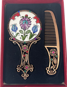 Ensemble de miroir de peigne cadeau de mariage - Çini Evi