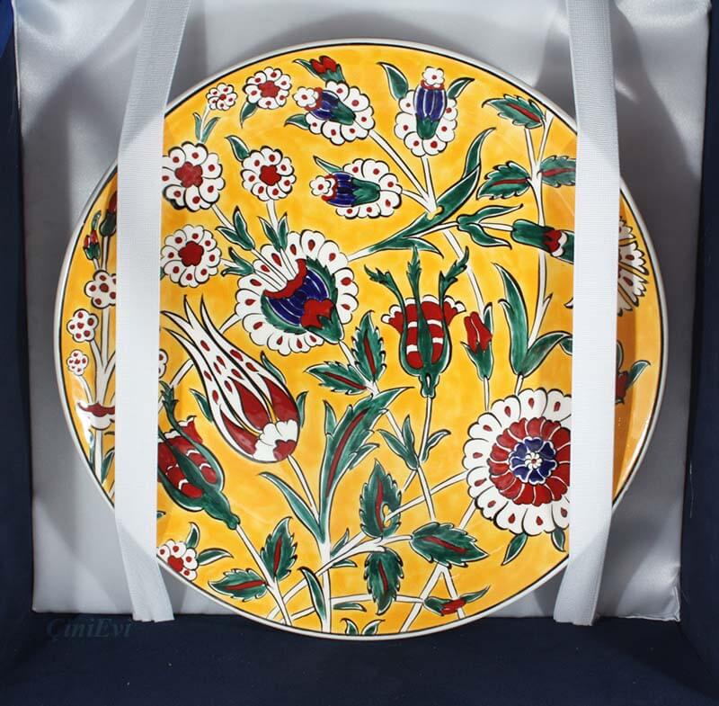 Ensemble vase et assiette Iznik jardin fleuri - 4