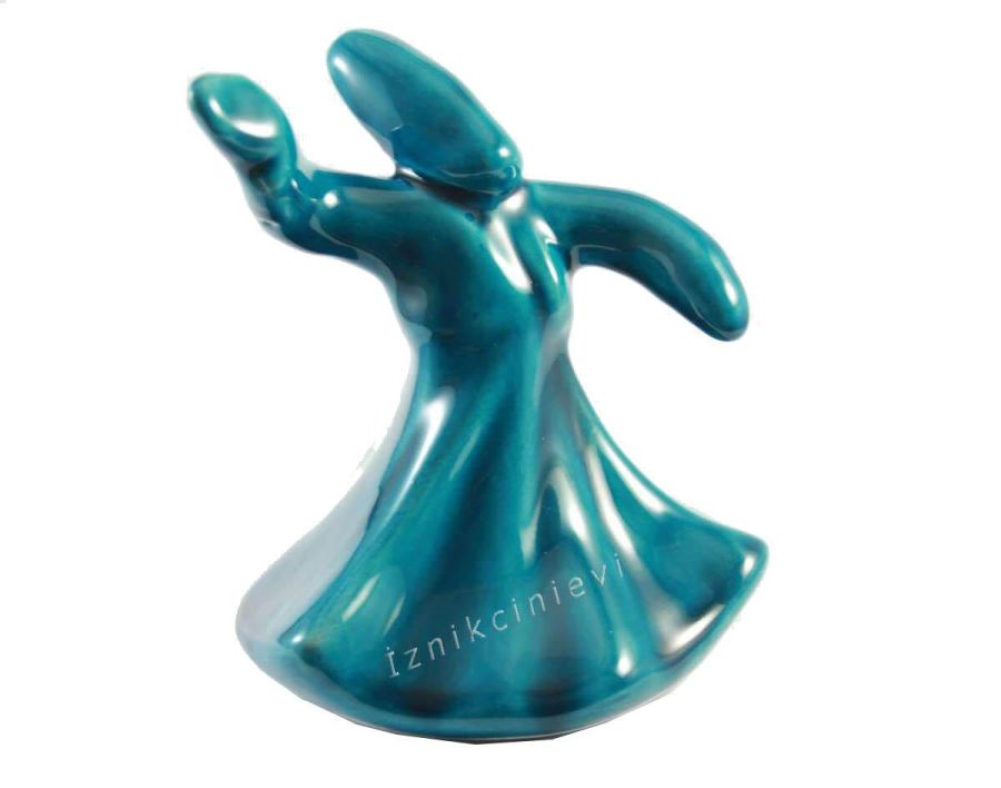 Figurine derviche tourneur bleue en céramique - 1