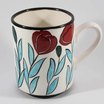 Flower Garden Iznik Ceramic Mug - Çini Evi