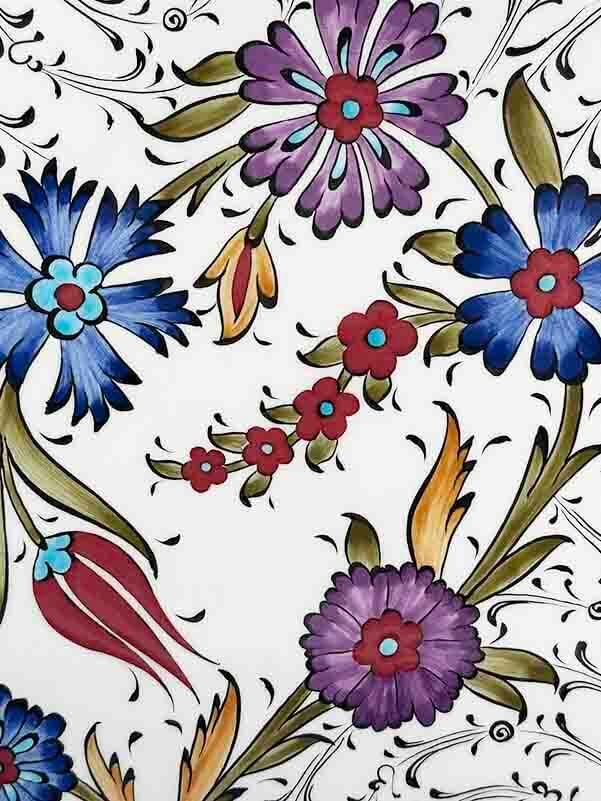 Gift for Foreign Guest Flower Garden Iznik Ceramic Plate - 2