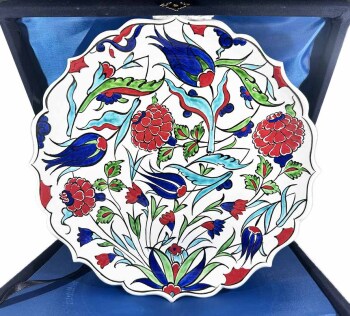Flower Garden Pattern Iznik Ceramic Plate - New Home and Office Gift - Çini Evi