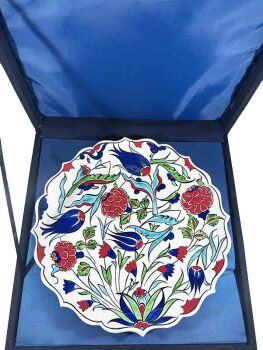 Flower Garden Pattern Iznik Ceramic Plate – New Home and Office Gift - 3