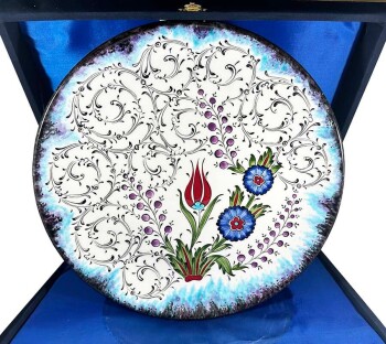 Flower Garden VIP Iznik Ceramic Plate - Çini Evi