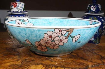 Floral Motif 30 cm Iznik Ceramic Bowl - 4