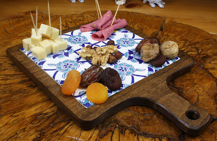 Flower Pattern Wooden Serving Tray - 1
