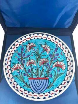 Flowers in a Vase 25 cm Iznik Ceramic Plate - 3