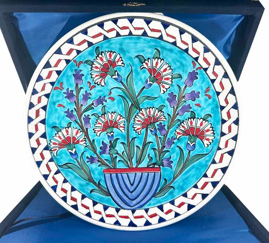 Flowers in a Vase 25 cm Iznik Ceramic Plate - 1