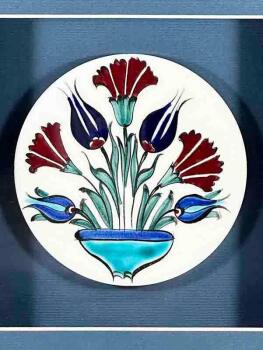 Flowers in a Vase Motif Iznik Ceramic Plaque - 2