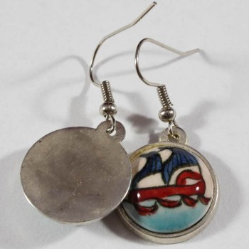 Galleon Motif Ceramic Earrings - Çini Evi (1)