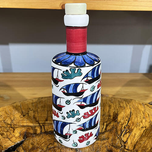 Galleon Patterned Iznik Tile Oil Pot - 2