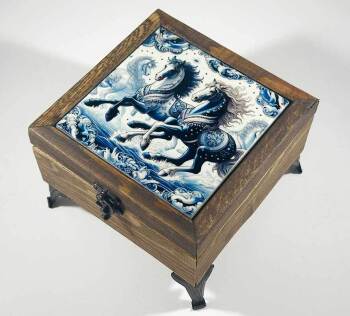 Galloping Horses – Wooden Storage Box - Çini Evi