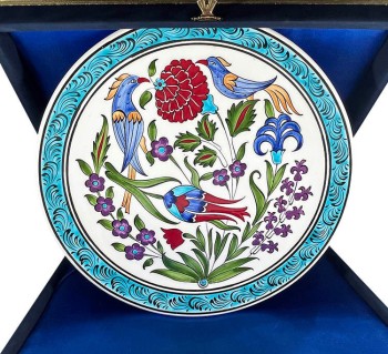 Paradise Garden Iznik Pottery Plate 30cm - Çini Evi