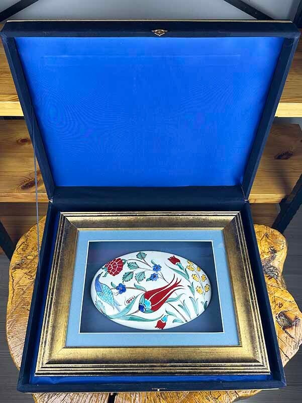 Garden of Paradise – Handcrafted Iznik Tile Panel with Passe-Partout Frame - 3