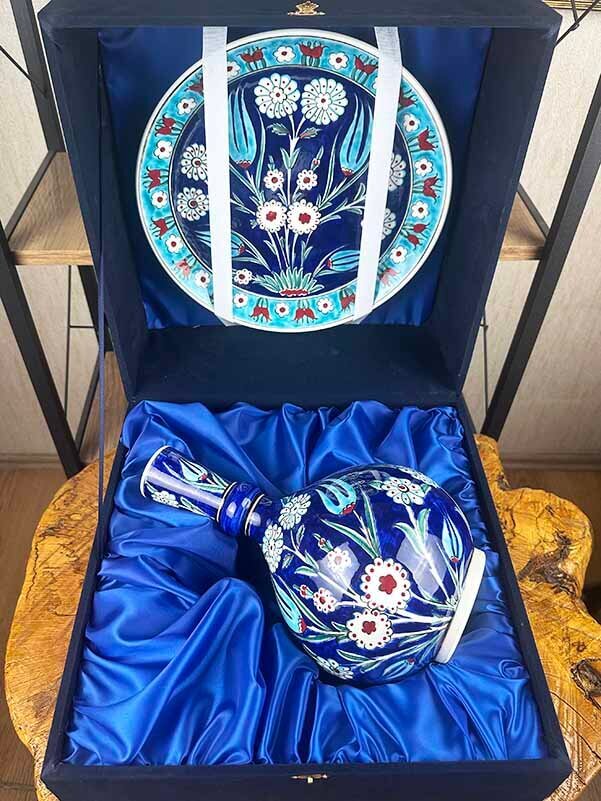 Gece Bahçesi – İznik Çini Vazo Tabak Seti - 2