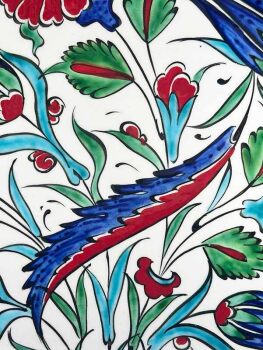 Geleneksel Hediye Rüzgarlı Bahçe Desenli İznik Çini Tabak - Çini Evi (1)