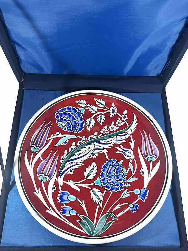 Geleneksel Hediye Rüzgarlı Bahçe Desenli İznik Çini Tabak - 3